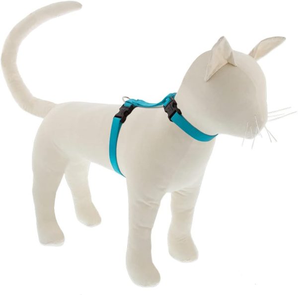Cat and Small Pet H-Style Harness 1/2" Wide Aqua with 9" to 14" Adjustable Girth