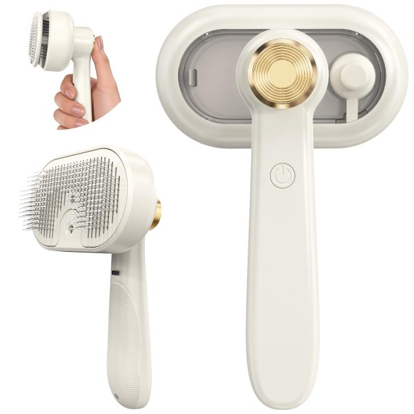 Pet Steam Brush for Shedding - 3-in-1 Spray Grooming Comb for Dogs & Cats - Self-Cleaning Mist Brush Softens Fur & Reduces Static - Ideal for Long Short Hair and Bath-Hating Pets