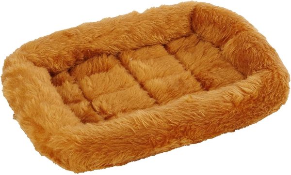 XXS Dog Bed – Cinnamon Faux Fur Bolster, Ultra-Soft and Machine Washable, Fits 18-Inch Crates and Carriers, for Small Dogs and Cats