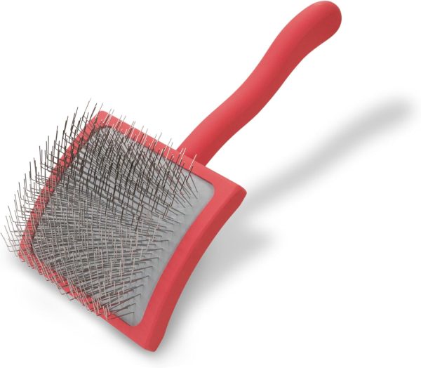 Dog Slicker Brush for Dogs (Goldendoodles, Labradoodles, Poodles), Groom Like a Professional, Fluff Detangle Style, Saves Time Energy, Coral, Large